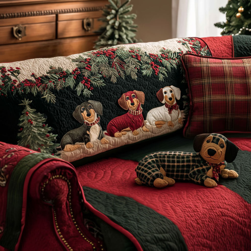 Merry Little Dachshund Quilted Sofa Cover NCU0PT10002 everthome