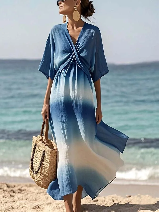 Women'S Casual Cross Gradient Print Dress