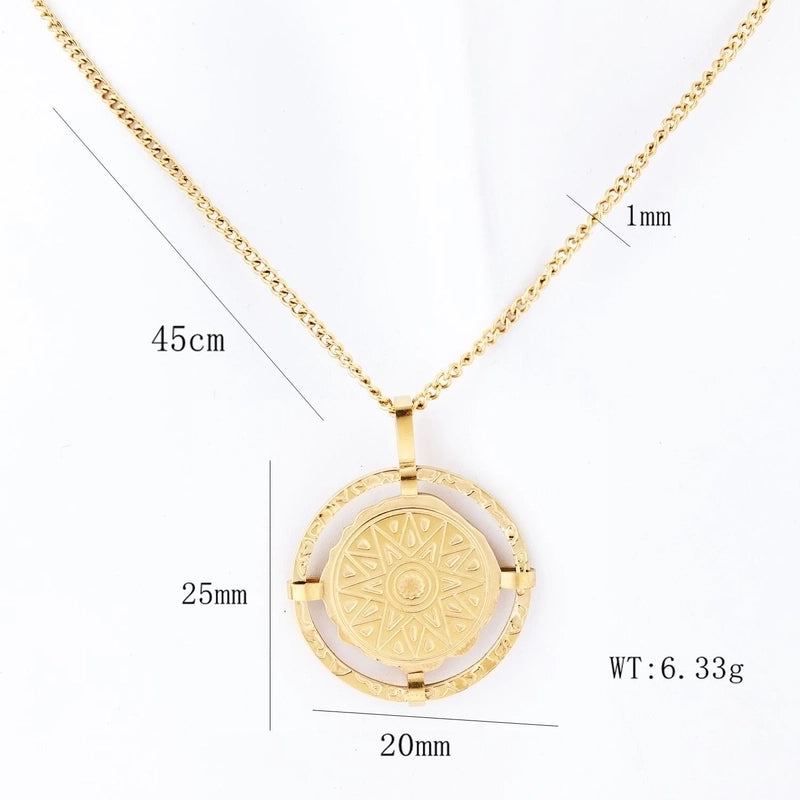 201 Stainless Steel 304 Stainless Steel 18K Gold Plated Elegant Minimalist Round Pendant Necklace