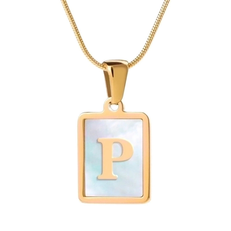 Stainless Steel 18K Gold Plated Casual Commute Plating Inlay Letter Shell Pendant Necklace
