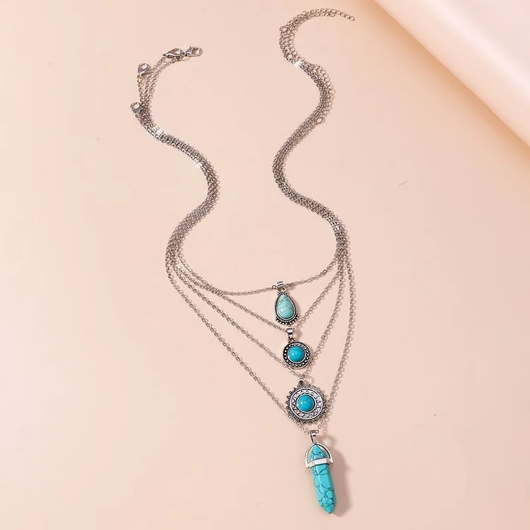 925 Turquoise Layered Drop Necklace