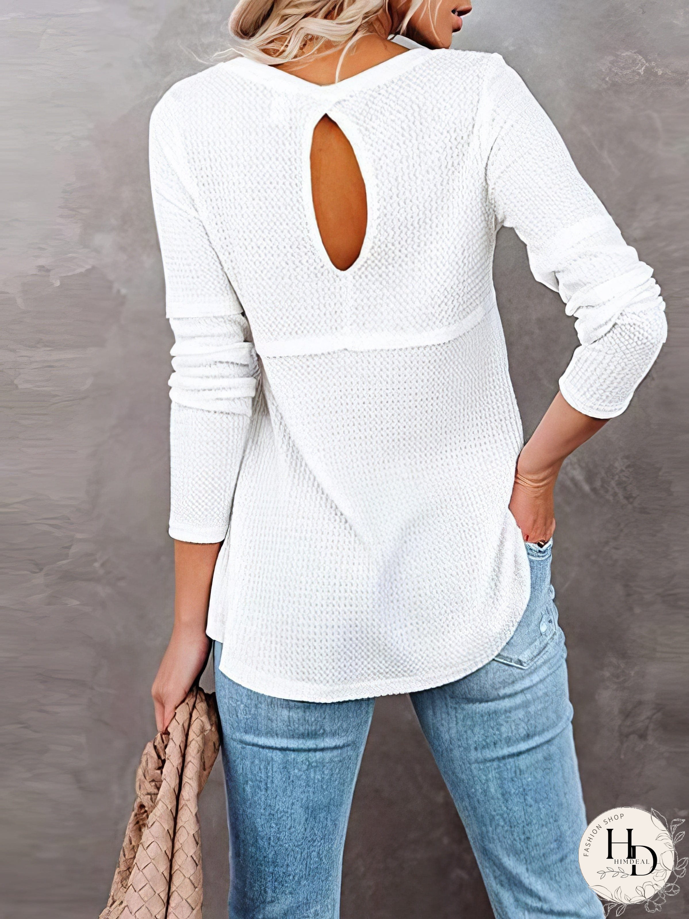 Women's Waffle Knit Long Sleeve T-Shirt
