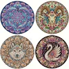 4Pcs Diamond Painting Wooden Animal Placemats with Holder Diamond Art Place Mats