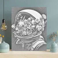 Flower-Filled Space Helmet - Dot Painting