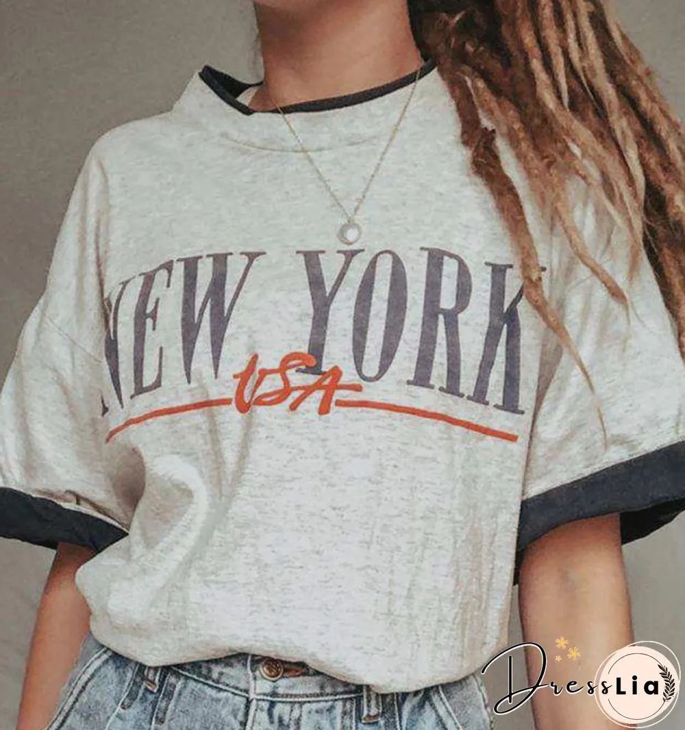 New York Print Casual T-Shirt