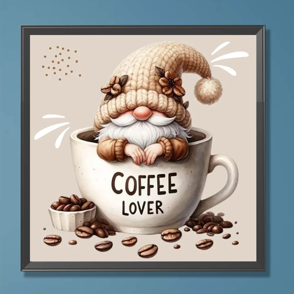 Diamond Painting - Full Round Drill - Coffee Gnome(Canvas|30*30cm)