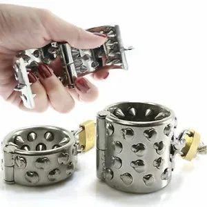 pornhint Pornhint Stainless Steel Spike Rings Pendant ScrotumTesticle Chastity Cage Belt Delay