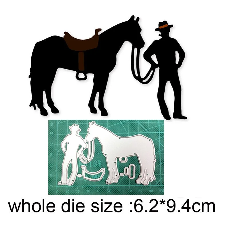 Crafts Metal Cutting Dies Cut Die Mold man Woman Riding Horse Decoration Scrapbooking Dies Knife Mould Blade Punch Stencils Dies