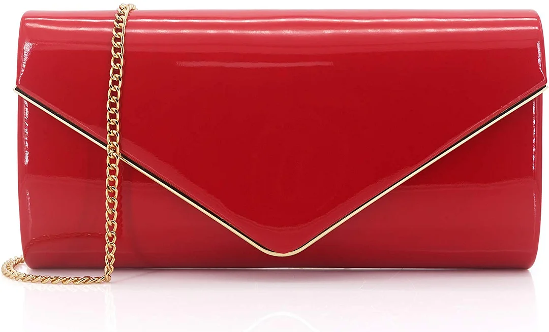 Patent Leather Envelope Clutch Purse Shiny Candy Foldover Clutch Evening Bag for Women