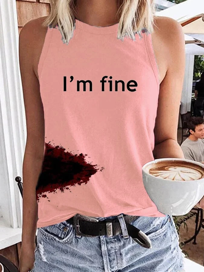 Women's Halloween Funny I'M FINE Bloodstained Vest