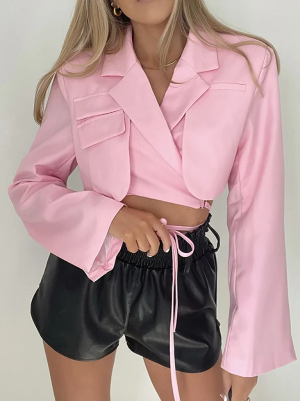 Women's casual long-sleeved slim-fit revealing blazer Flusfy
