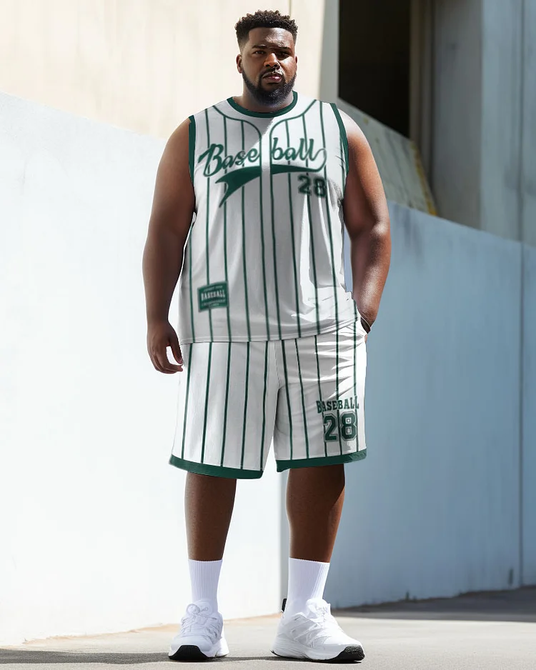 Men's Large Size Basketball Stripes 28 Color Block Street Vest Sports Two-piece Set