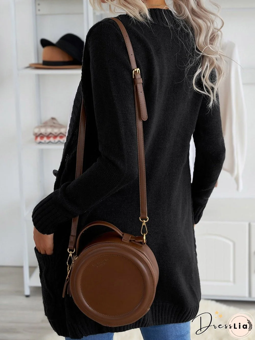 Cozy Black Knit Cardigan with Button-Up Front and Pockets