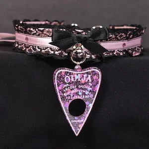 pornhint Pornhint Made to your size / Pastel goth ouija choker   / kitten play collar / goth / alt fashion  / pet play necklace / bdsm /