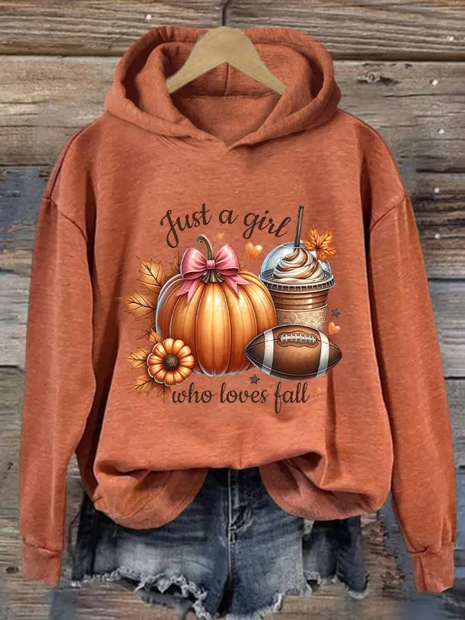 Women's Just A Girl Who Loves Fall Print Hoodie 