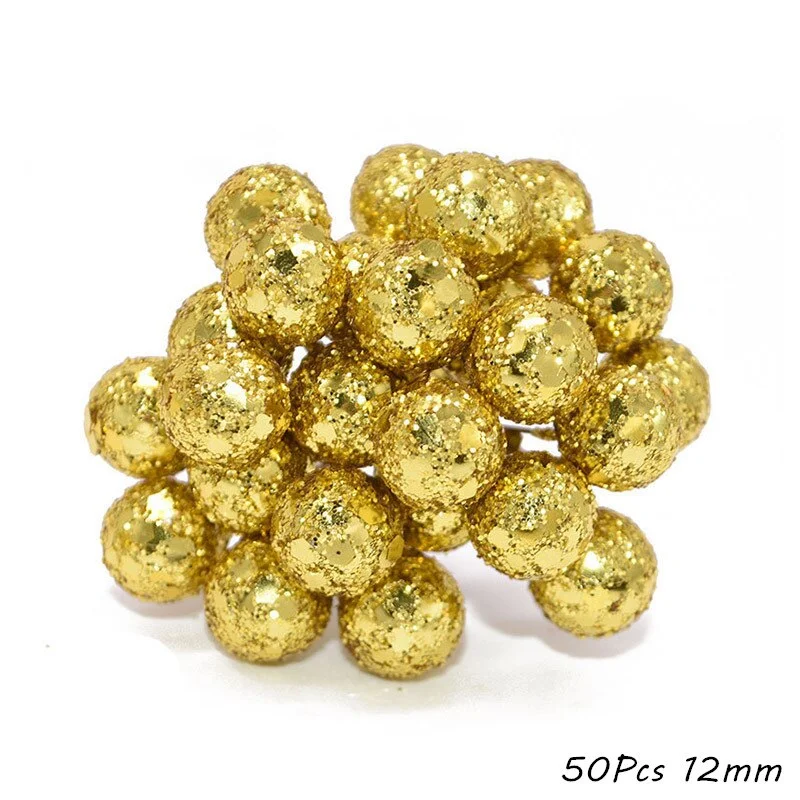 Gold Artificial Flower Cherry Stamen Berries Flower Wreath Decorative Cake Gift Box Wedding Decor Christmas Decoration for Home