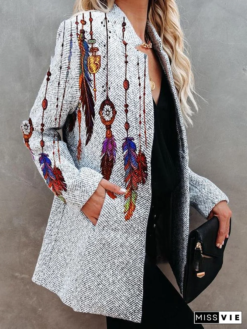 Light Gray Floral Embroidery Cardigan