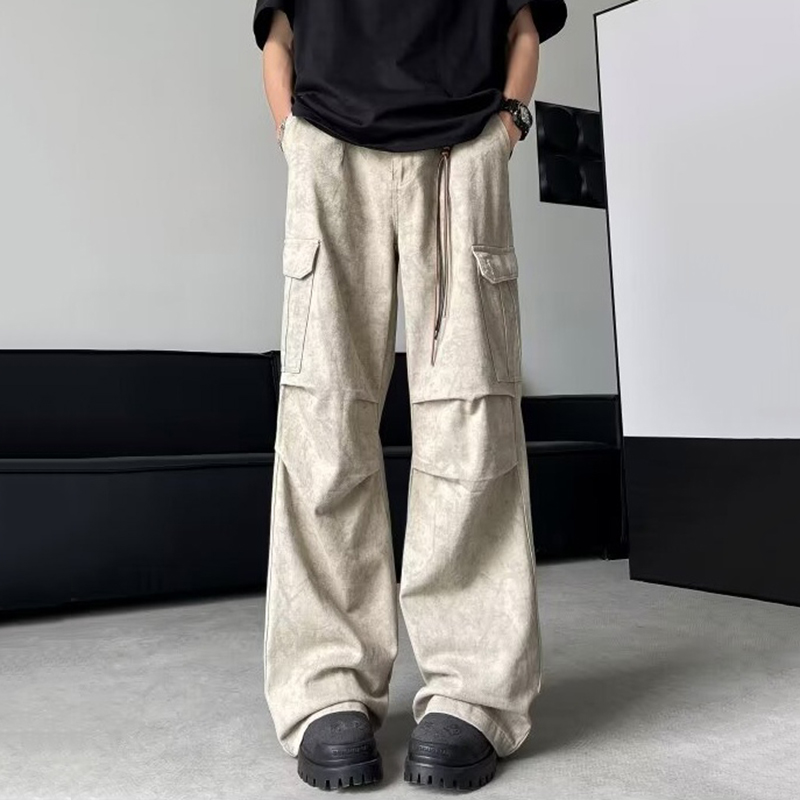 Men's American High Street Pleated Pocket Straight Cargo Paratrooper Pants - SOPULA