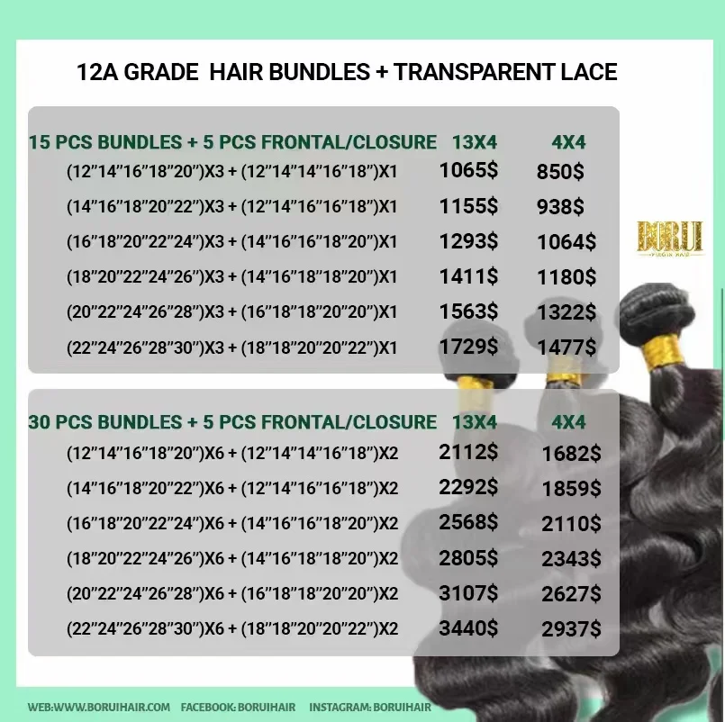 12A One Donor Premium Burmese Hair Wholesale Bundles Deals with Closure  -FREE SHIPPING