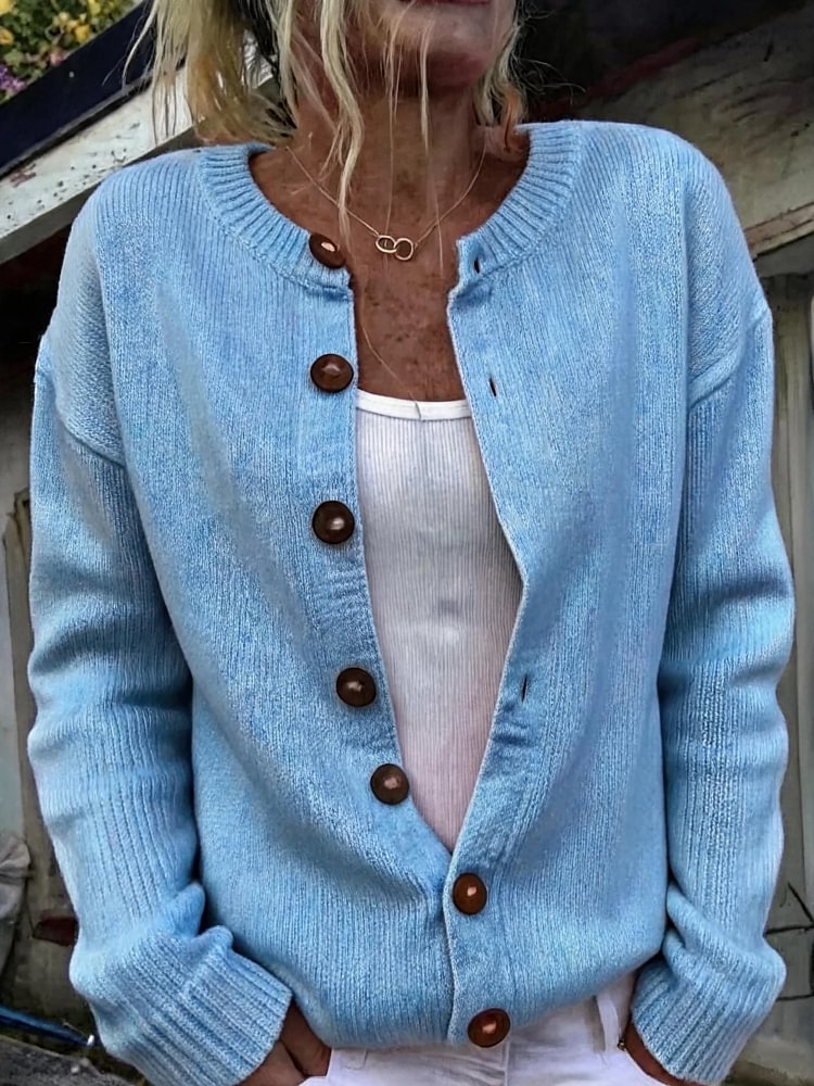 Women Plain Long Sleeve Comfy Casual Cardigan