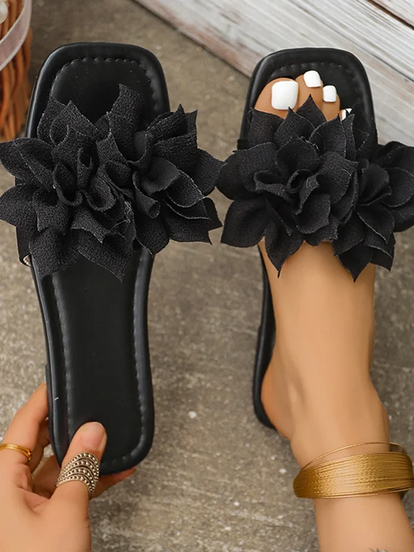 Flower Shape Open Toe Split-Joint Slippers Flat Shoes