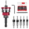 Countersink Drill Bits Set 5PCS Two-Flute Alloy Tapered Bits Wood Countersink Bit Set W/ Adjustable Depth Stop Collar & Wrench for Woodworking Plywood & MDF DIY
