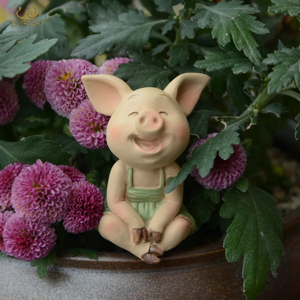 Everyday Collection New Year Cute Pig Figurine Miniature Fairy Garden Decoration hogar ornaments Home Desk Decor Gift