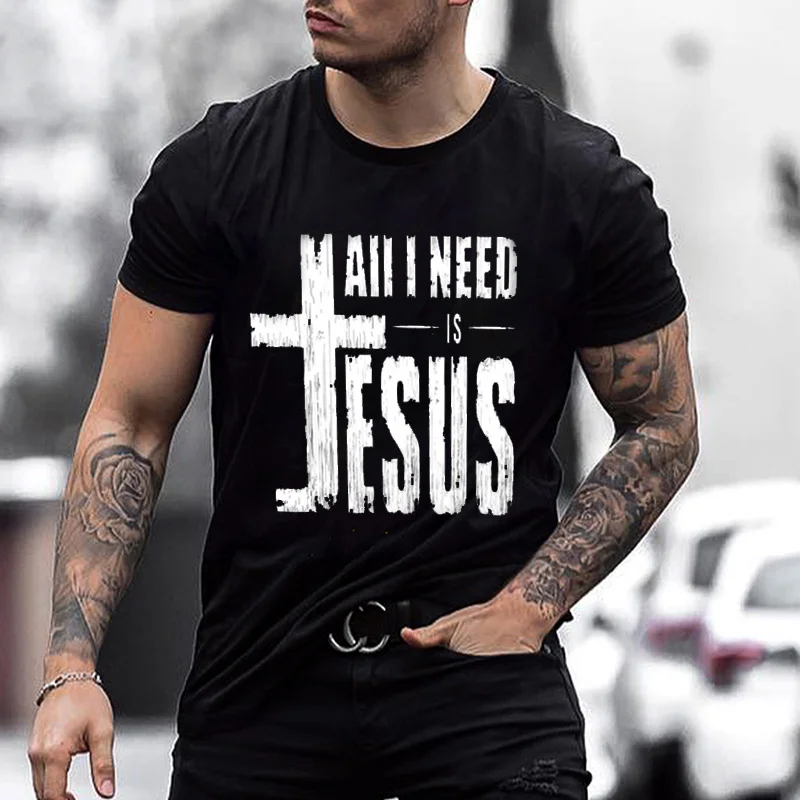 All I Need Is Jesus Printed Men's T-shirt