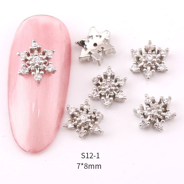 Nail Decoration Tips Elegant Designs Alloy With Exquisite Zircon Rhinestones Jewelry 5 Pcs/Set For Beauty Salons