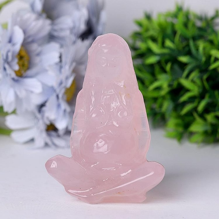 3.9" Rose Quartz Mother Earth Crystal Carvings Model Bulk