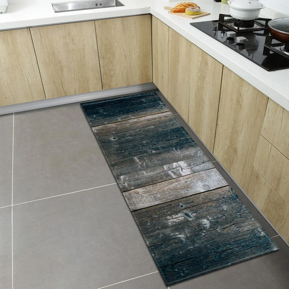 Wood Grain Kitchen Rugs Home Entrance Doormat Bedroom Living Room Decoration Carpet Hallway Balcony Bathroom Anti-Slip Floor Mat