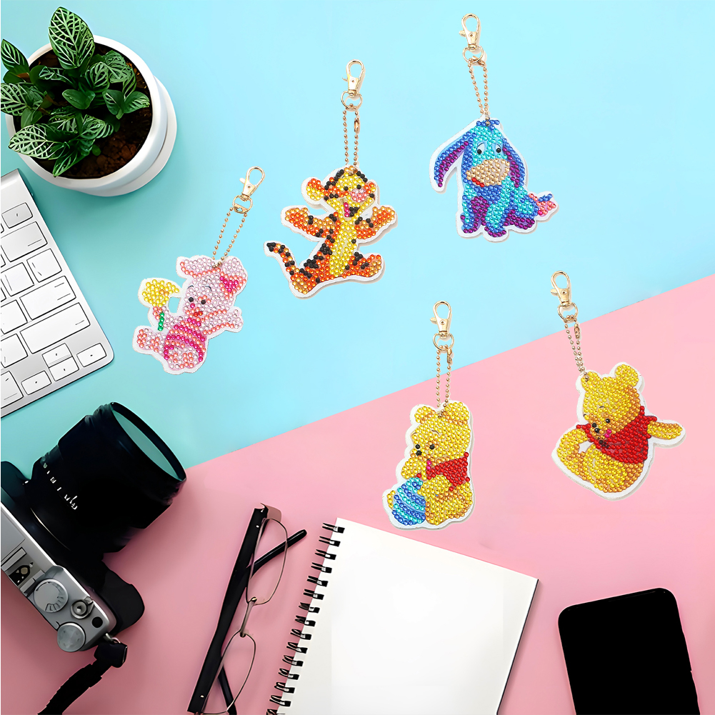 Winnie The Pooh And Tigger(DoubleSided)DIY Diamond Painting Keychain