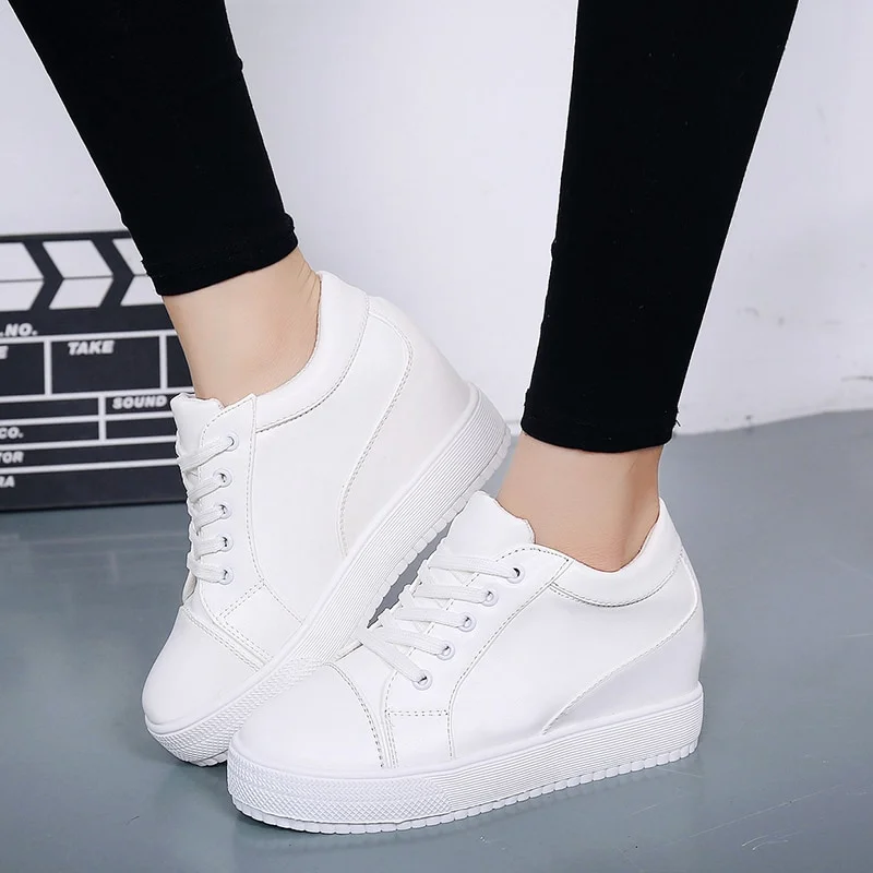 Qengg sneakers women shoes White sneakers for women Wedge Heels sneakers Casual Shoes Woman high Platform shoes women sneaker