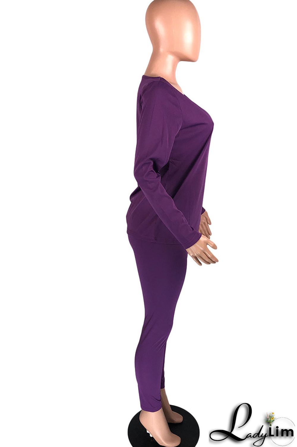 Grey Casual Solid Patchwork O Neck Long Sleeve Two Pieces