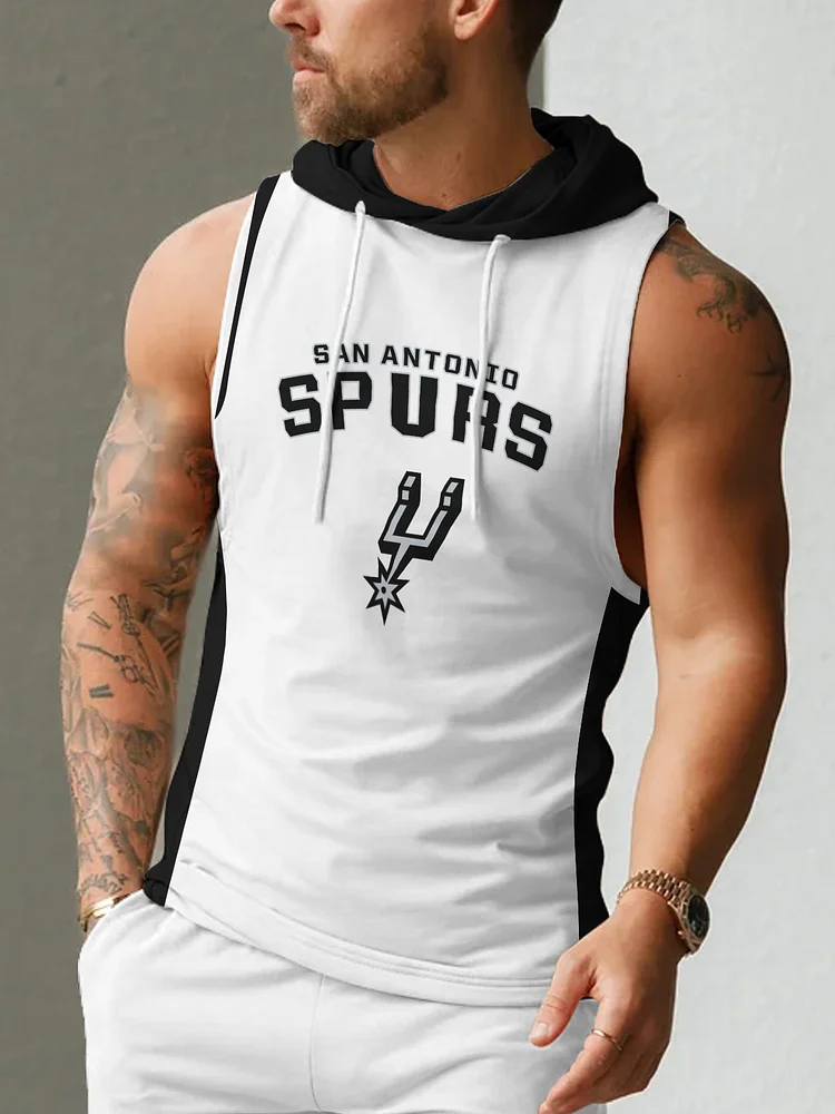 San Antonio Spurs Men's Casual Comfy Sleeveless Hooded Tank Top