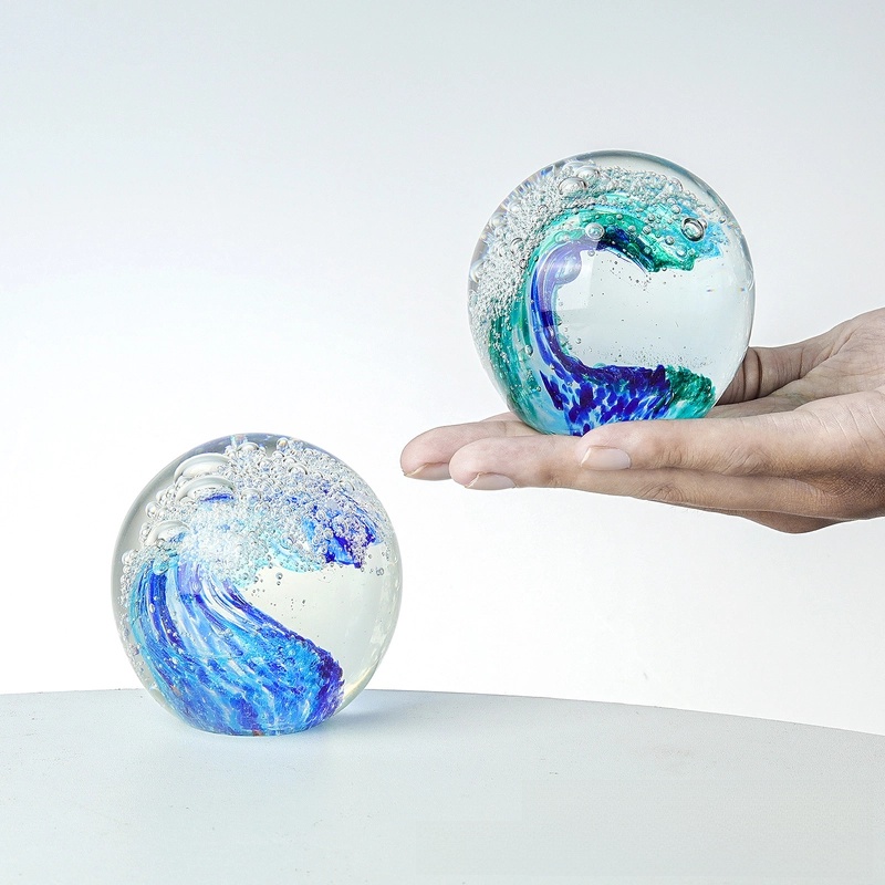 Casual Minimalist Sea Wave Glass Ornaments Artificial Decorations
