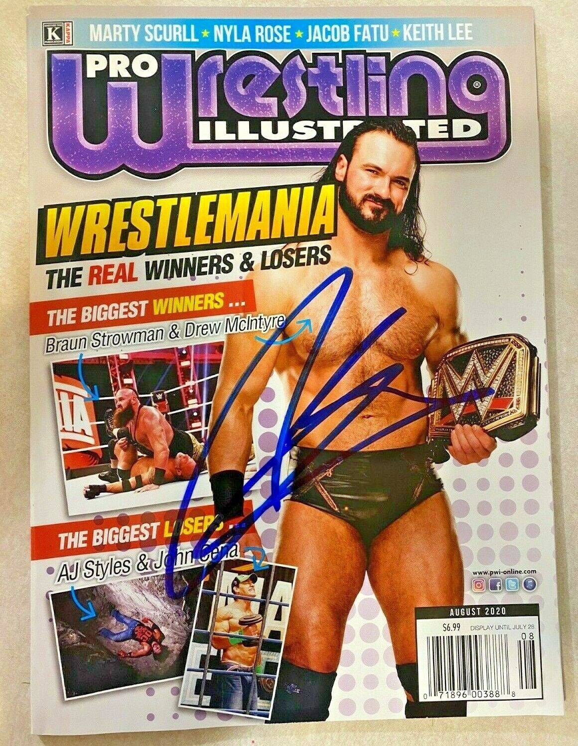 WWE DREW MCINTYRE Signed Pro Wrestling Illustrated Magazine 8/20