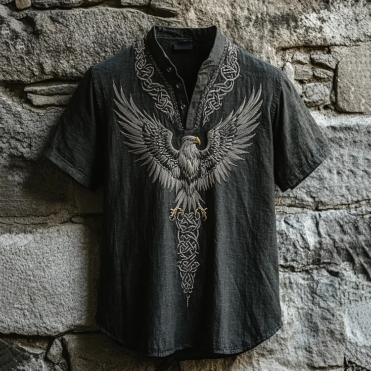Men's Celtic Knot Eagle Linen Shirt