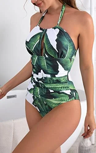 V Neck One Piece Tummy Control Swimsuits