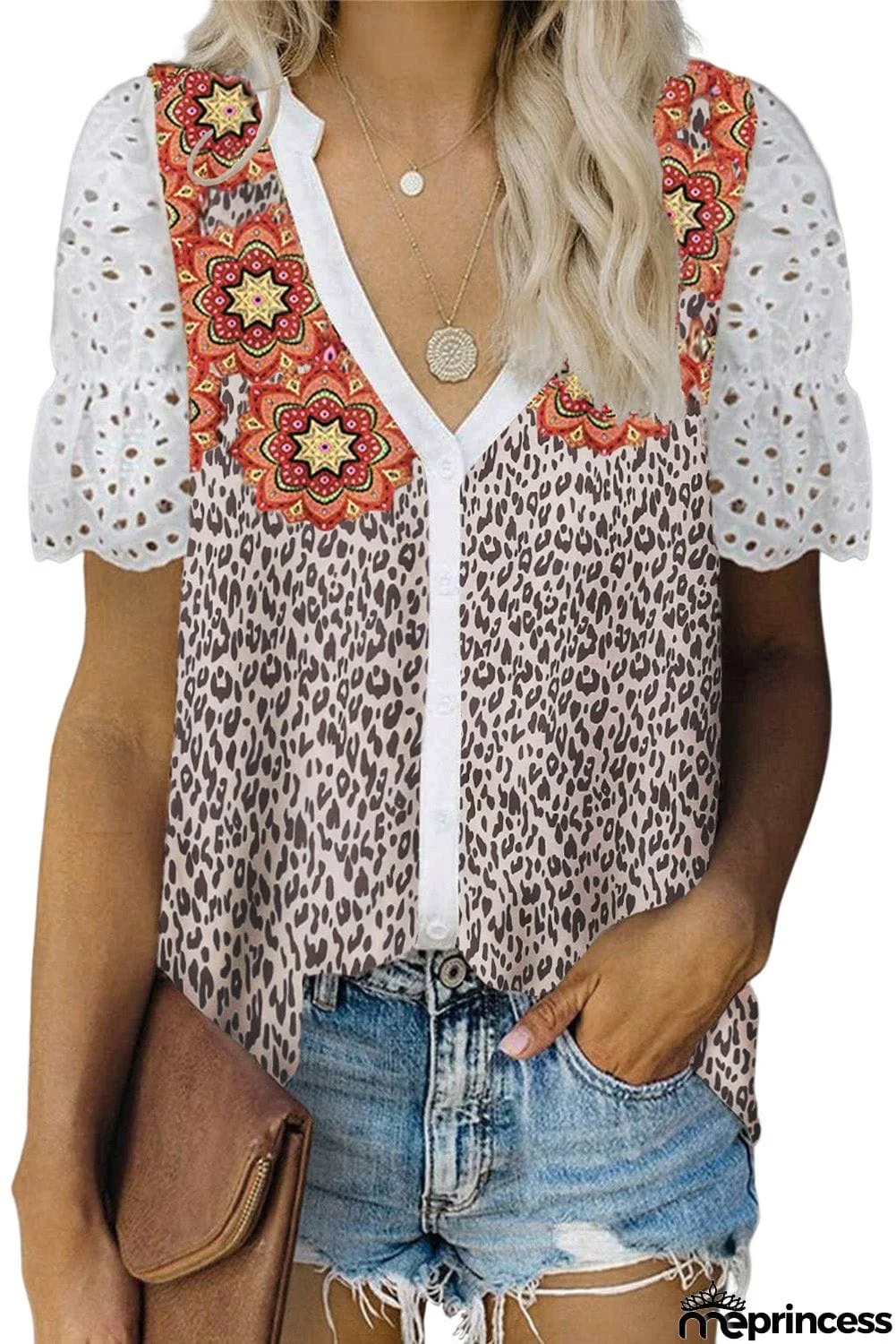 Mandala Hollow-out Sleeves T-shirt