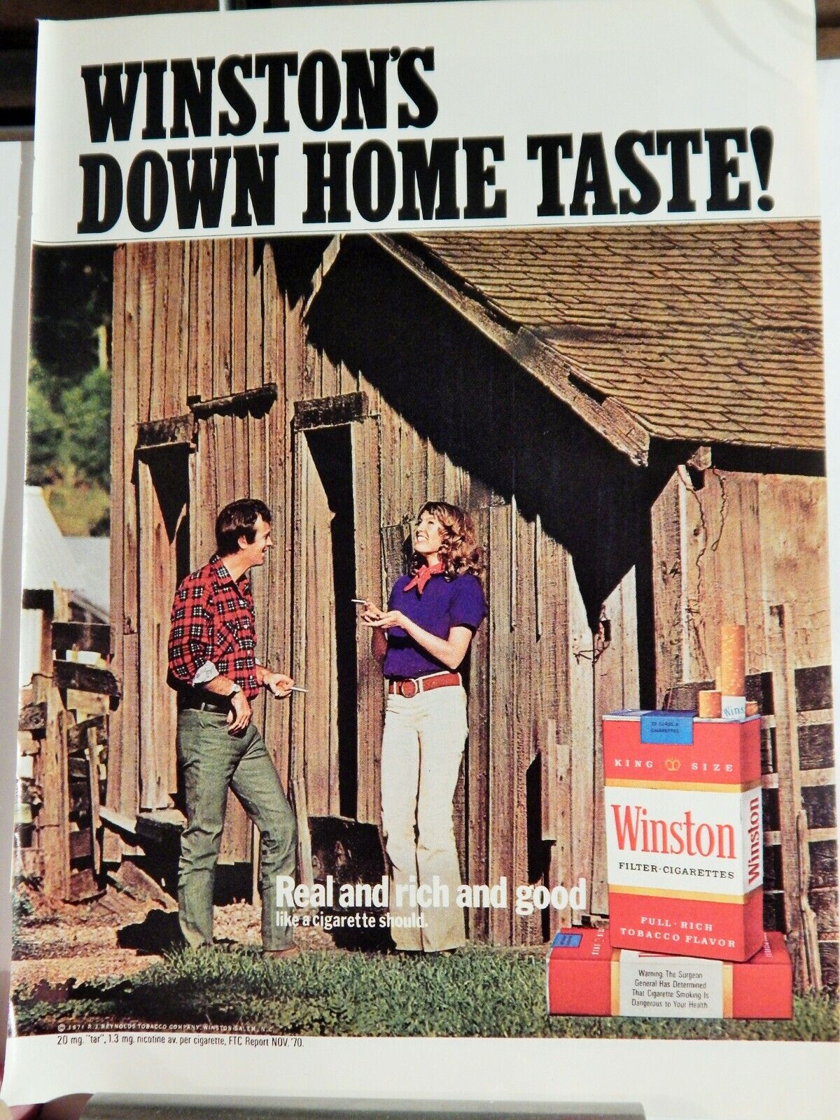 WINSTON FILTER CIGARETTES 1971 VINTAGE Photo Poster painting AD, RARE SOUGHT EPHEMERA