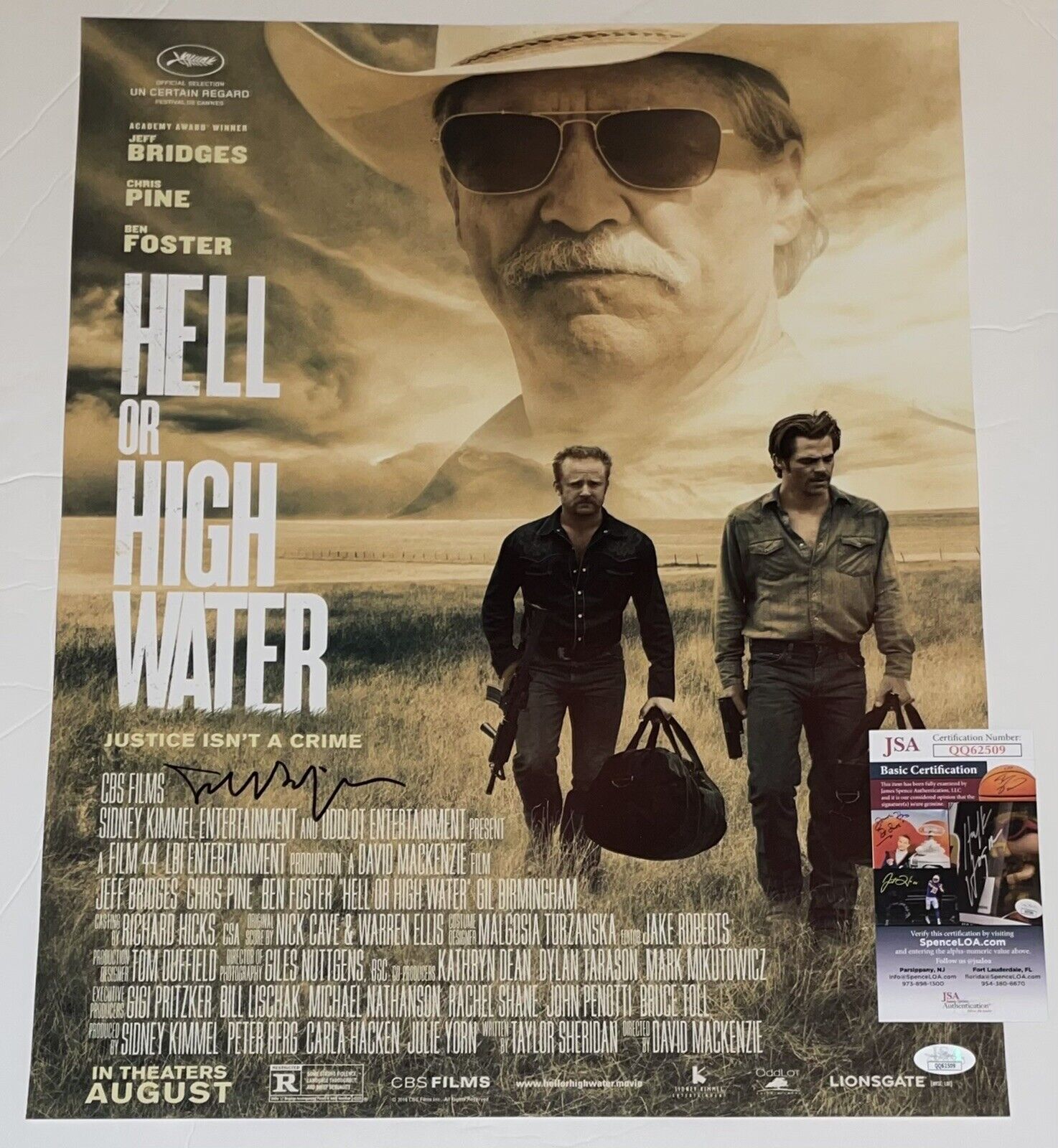 Jeff Bridges Signed 16x20 Hell or High Water Authentic Autograph JSA COA