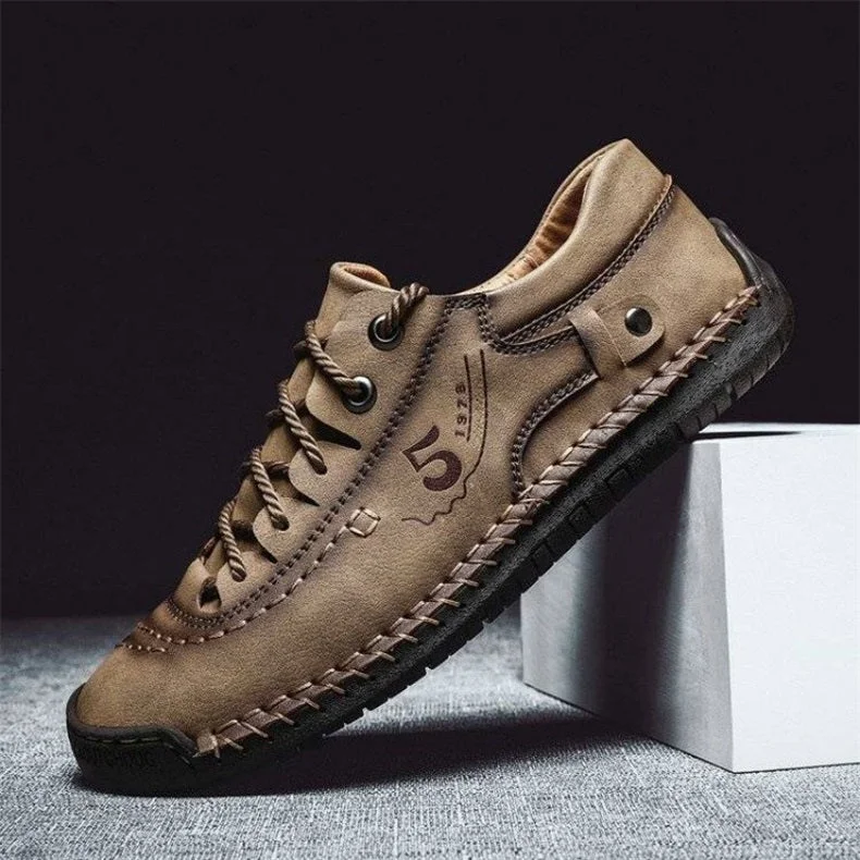 Neobee Shoes Armando - Vintage Leather Hand-stitching Casual Shoes With Supportive Soles