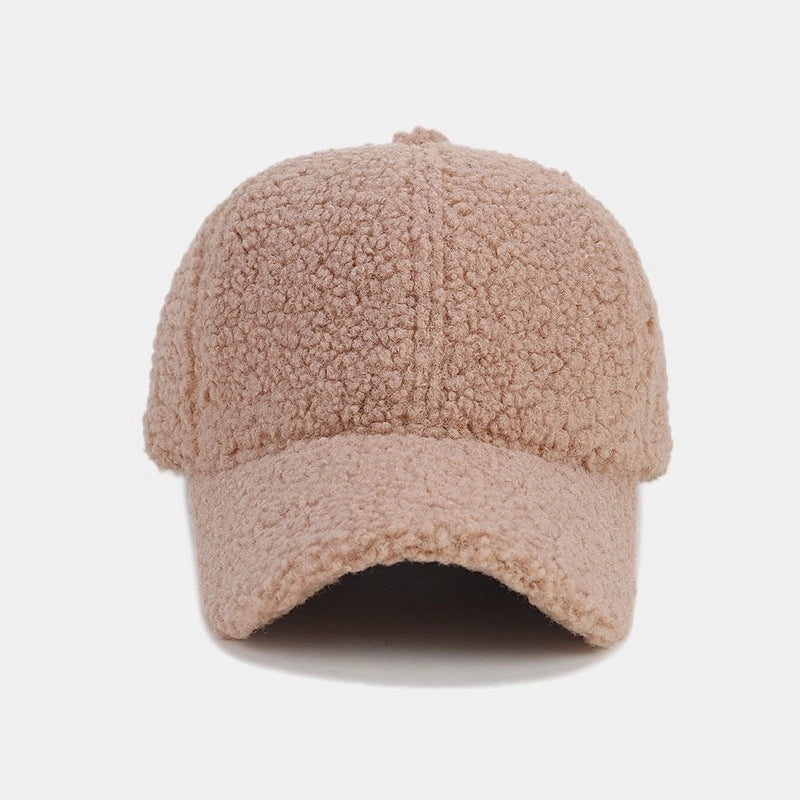 Autumn And Winter New Thickened Lamb Wool Solid Color Curved Brim Peaked Cap Women’s Simple Fashion Warm Baseball Cap Men’s Hat Fashion