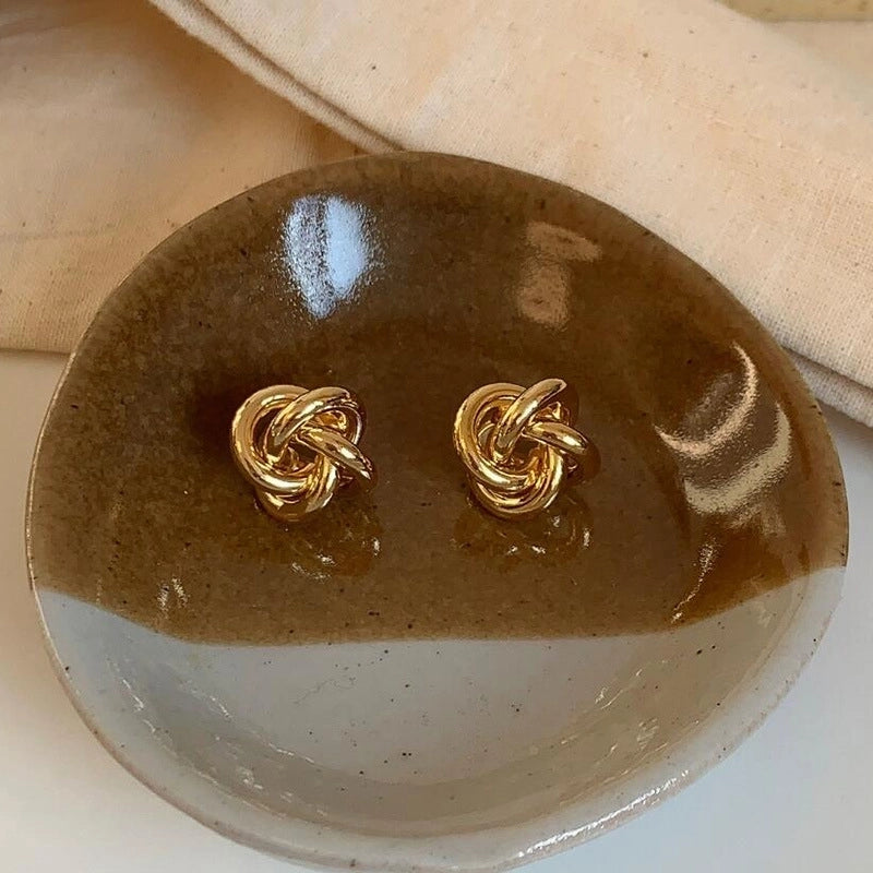 1 Pair Minimalist Commute Shiny Geometric Plating Copper Ear Studs