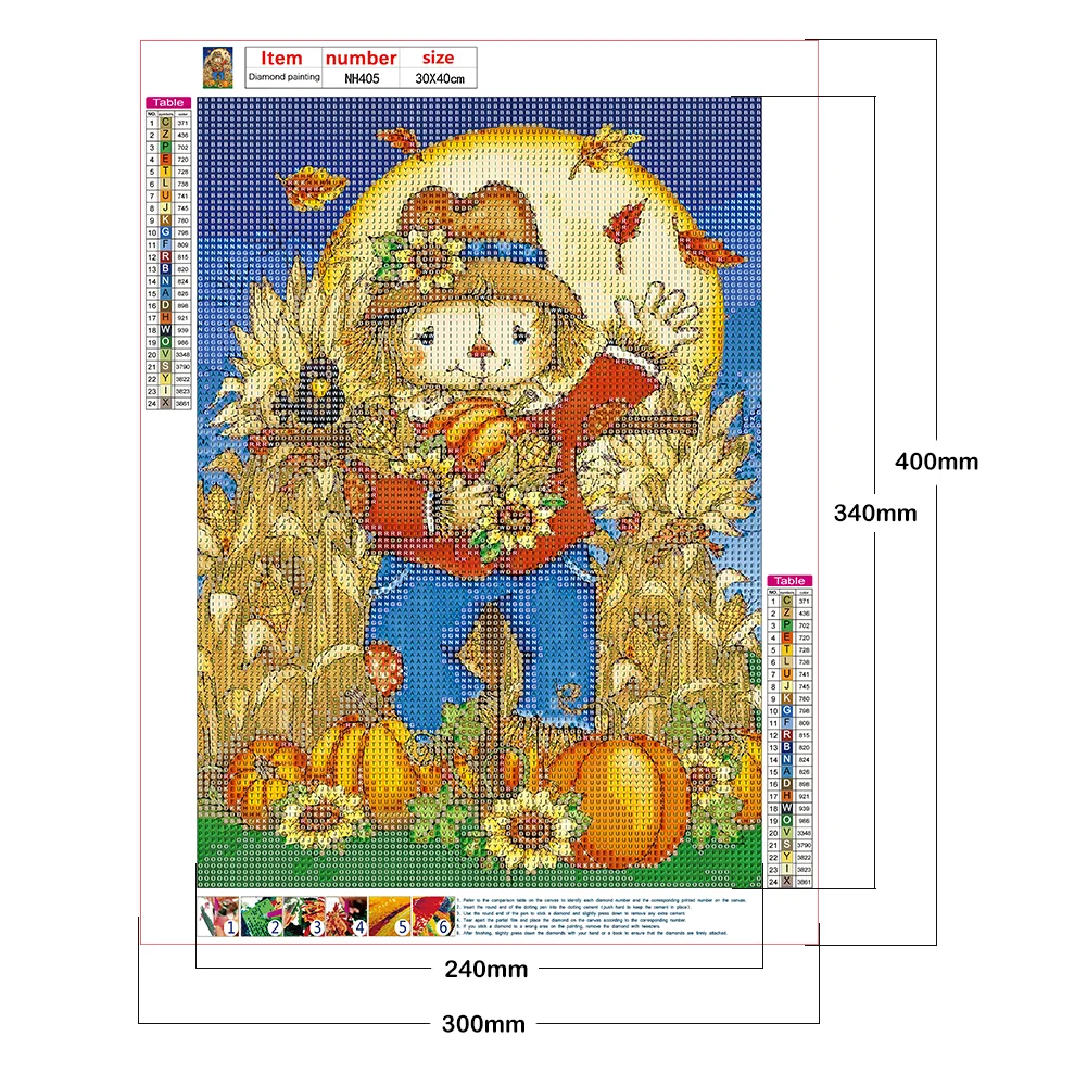 5D Diamond Painting DIY Halloween scarecrow Full Round Drill Rhinestone Kit