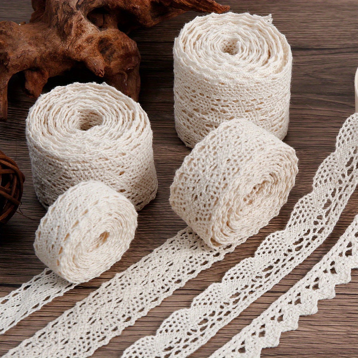 6pcs Vintage Lace Ribbon Set - Assorted Styles For Wedding & Party Decor, Gift Wrapping, Bouquets | 2 Yards Each