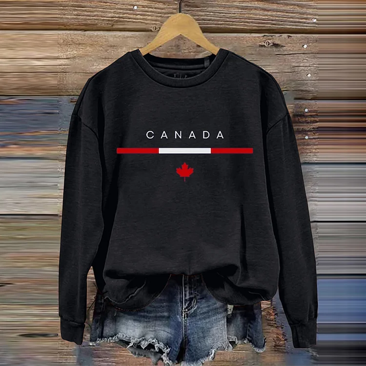 VChics Women's Canadian Flag Print Casual Sweatshirt