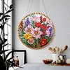 (Upgrade Size)DIY Diamond Painting Art Double Sided Effect Pendant Colorful Animal Hanging Ornament Kit(Flowers)