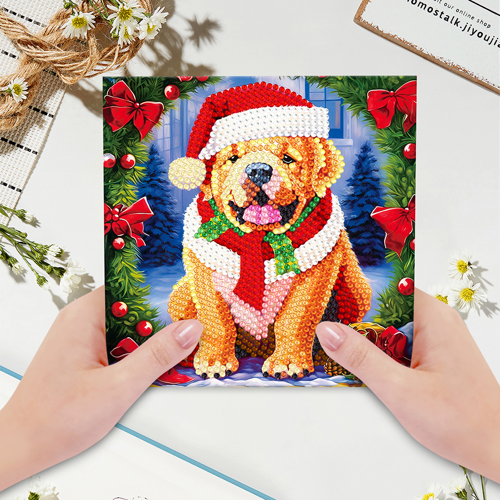 8pcs DIY Special Drill Diamond Painting 3D Christmas Card